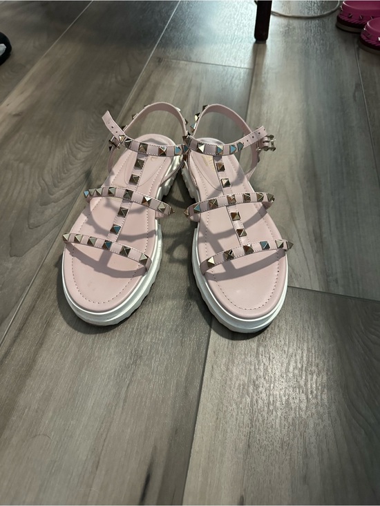 Valentino Garavani Shoes - Valentino Garavani Blush Pink Rockstud Strappy Sandals